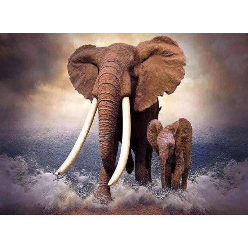 Elefant mit Jungtier...