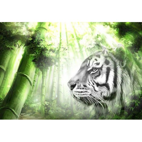 Weißer Tiger im Grünen Wald