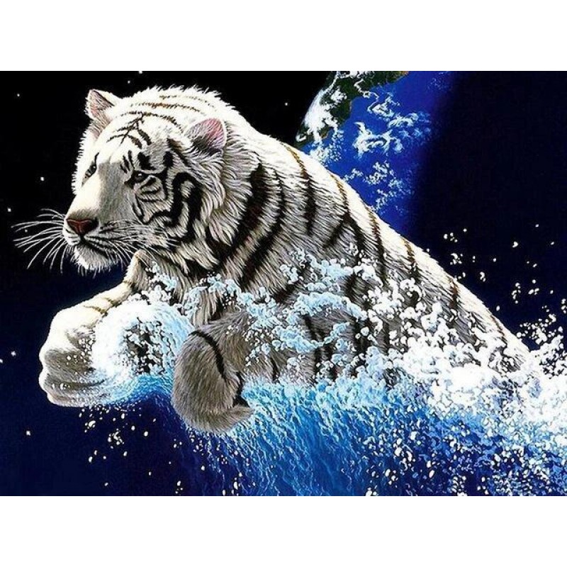 Weißer Tiger spring...