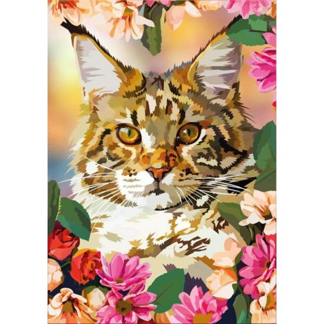 Katze mit Blumen