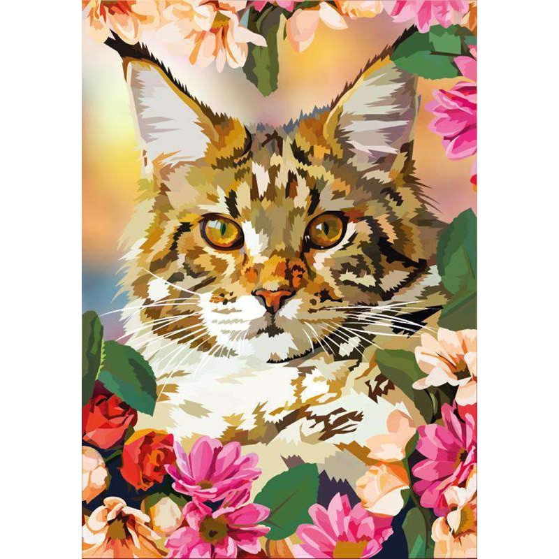 Katze mit Blumen