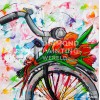Fahrrad und Tulpen | Exklusiv bei Diamond Painting Welt