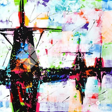 Mühlen in den Niederlanden | Exklusiv bei Diamond Painting Welt