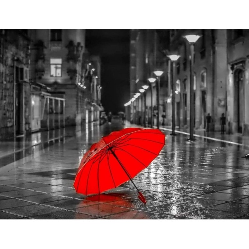 Roter Regenschirm im...
