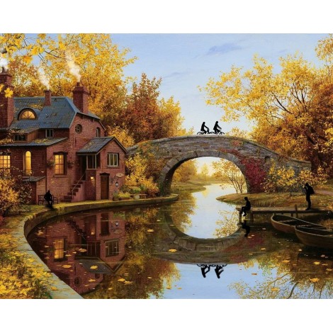 Herbsthaus am Fluss