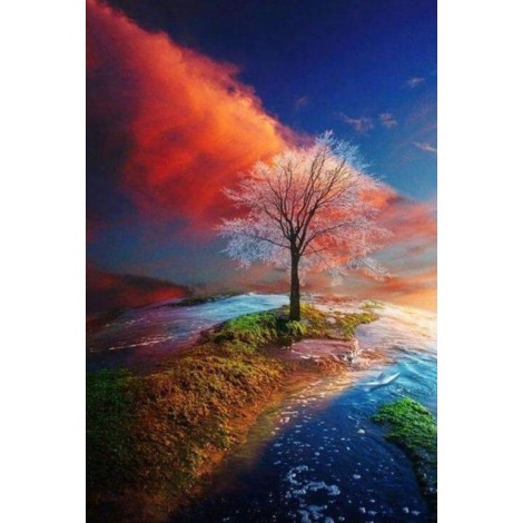 Herbstbaum Blau Orange Himmel