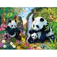 Pandas am Wasserfall