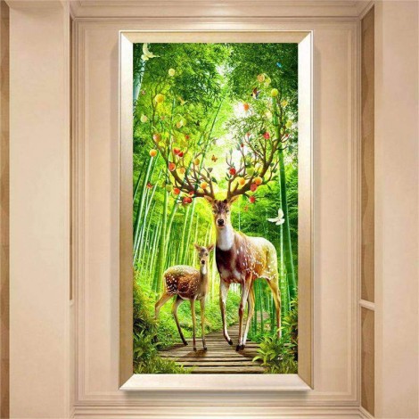 Hirsch im Wald | Hochformat