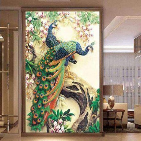 Pfauen auf Baum | Hochformat