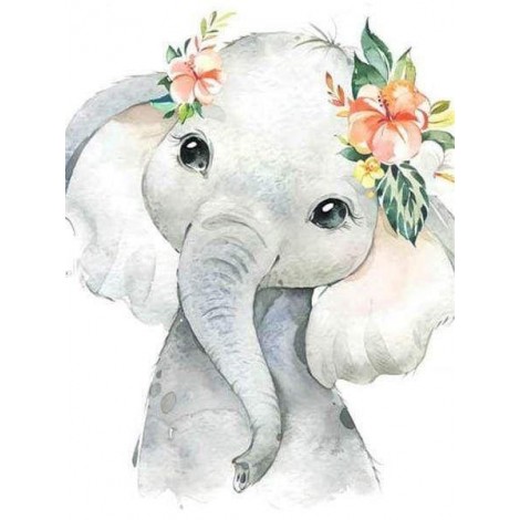 Mädchen Elefant mit Blumen