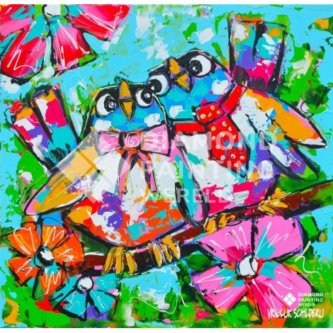 Fröhliche Vögel  | Exklusiv bei Diamond Painting Welt