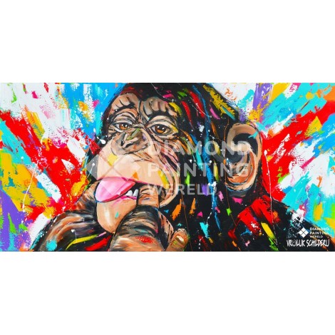 Affe mit Zunge | Exklusiv bei Diamond Painting Welt