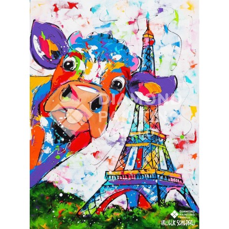 Kuh in Paris  | Exklusiv bei Diamond Painting Welt