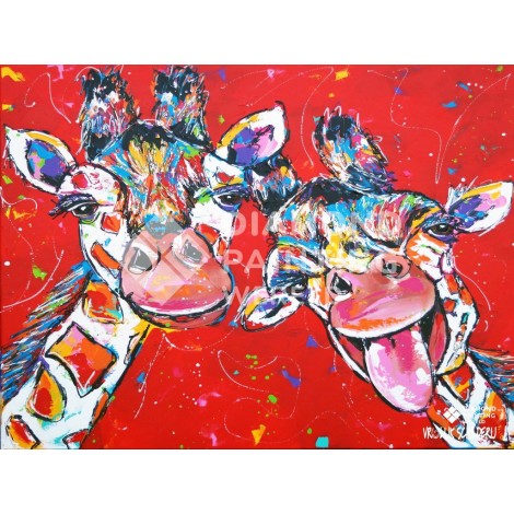 Zwei verrückte Giraffen | Exklusiv bei Diamond Painting Welt