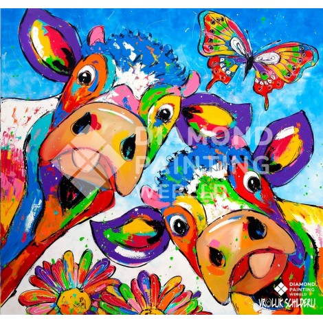 Kühe im Frühling | Exklusiv bei Diamond Painting Welt