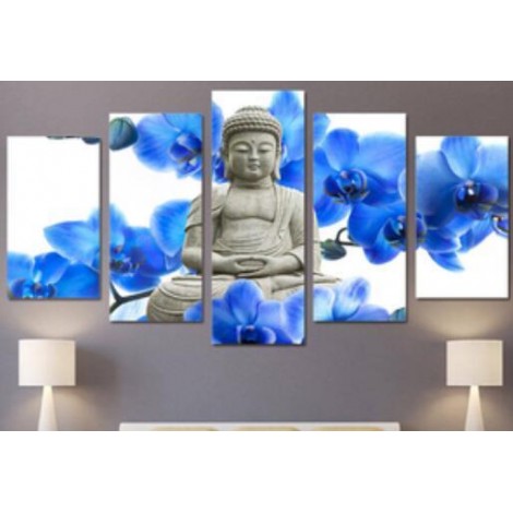 Buddhastatue blaue Blume