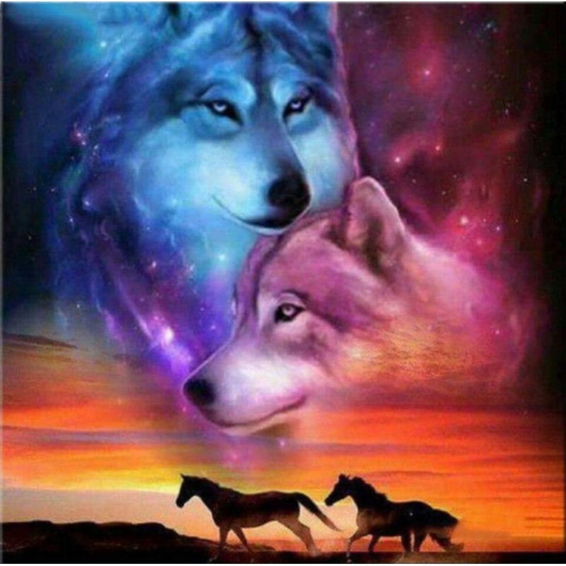 Wölfe und Pferde